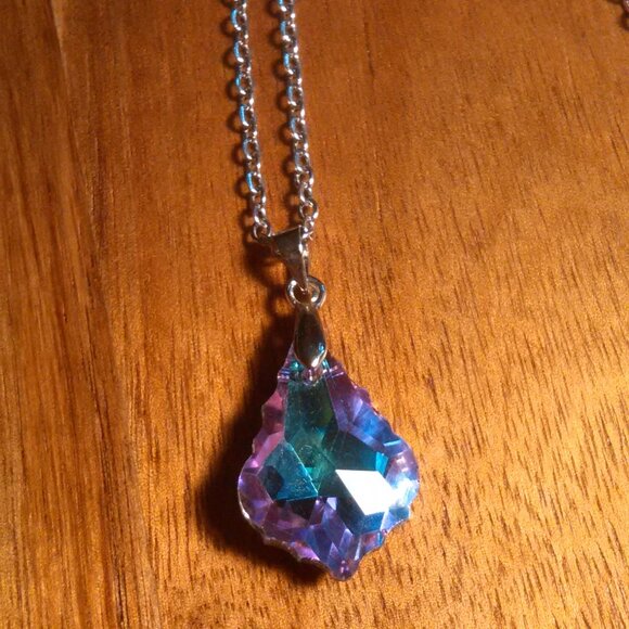 Mystic Color Crystal Baroque Brass Pendant Stainless Steel Necklace - Picture 8 of 16